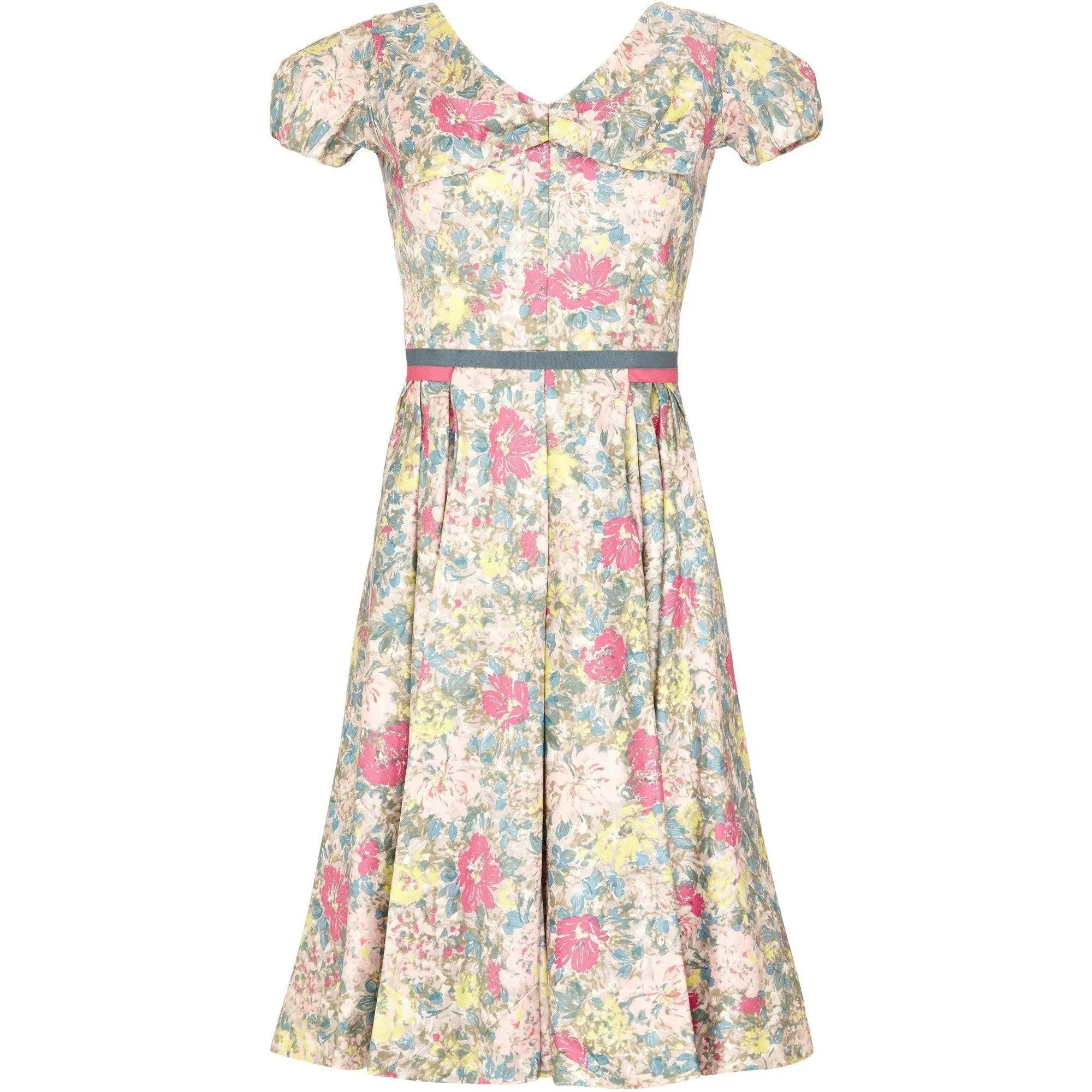 1950s Jane Derby Polished Cotton Floral Dress