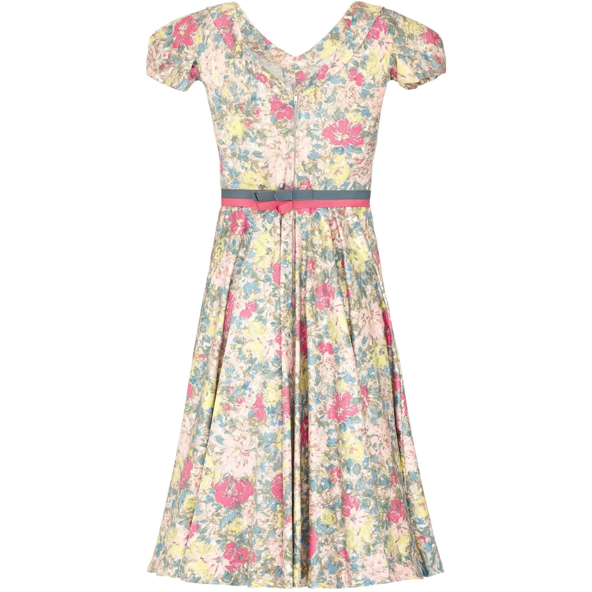 1950s Jane Derby Polished Cotton Floral Dress