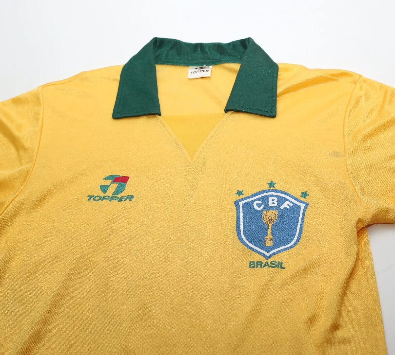 1988/91 BRAZIL Vintage Topper Home Football Shirt Jersey (S/M)