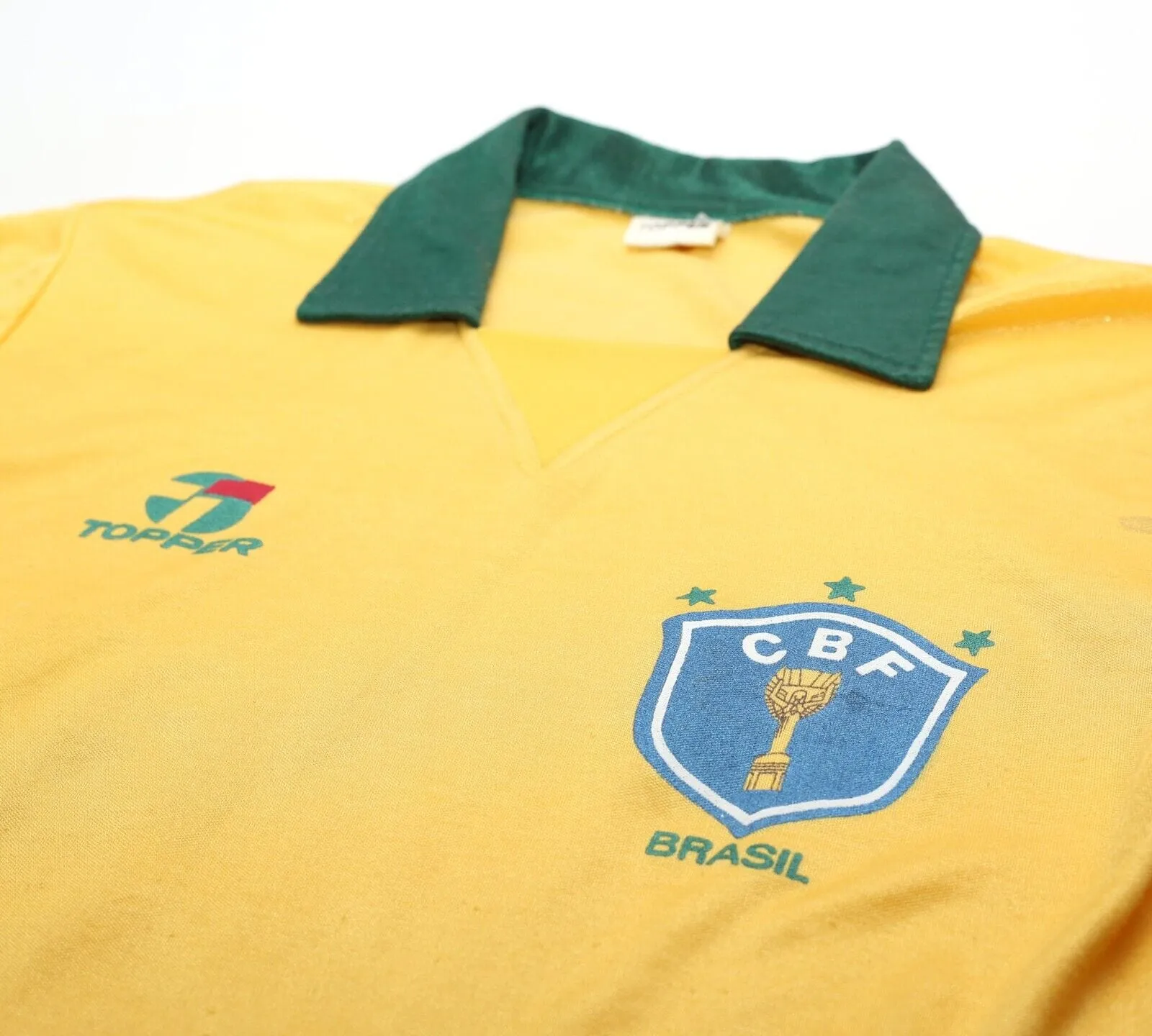 1988/91 BRAZIL Vintage Topper Home Football Shirt Jersey (S/M)