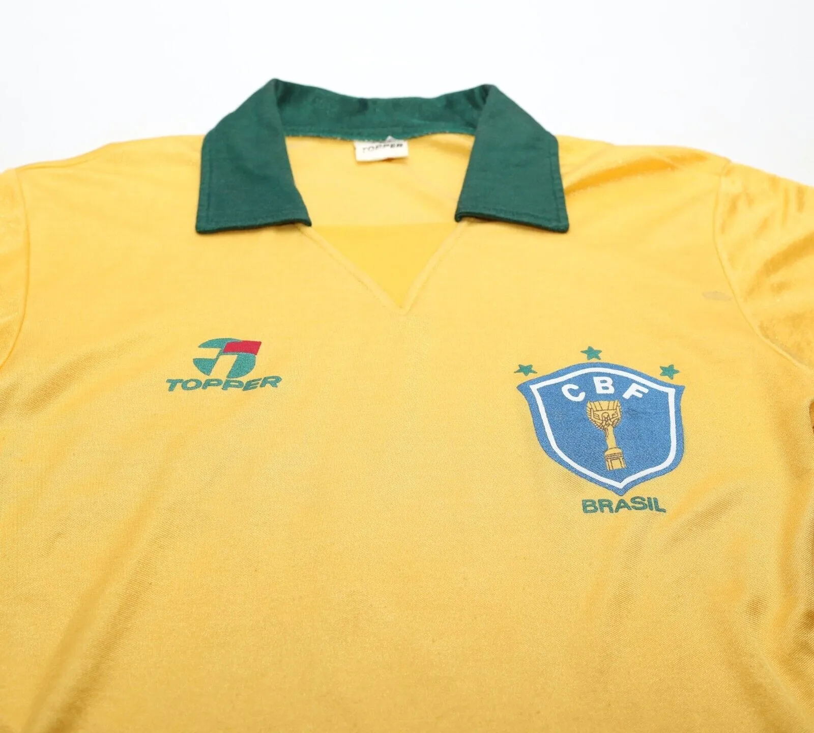 1988/91 BRAZIL Vintage Topper Home Football Shirt Jersey (S/M)