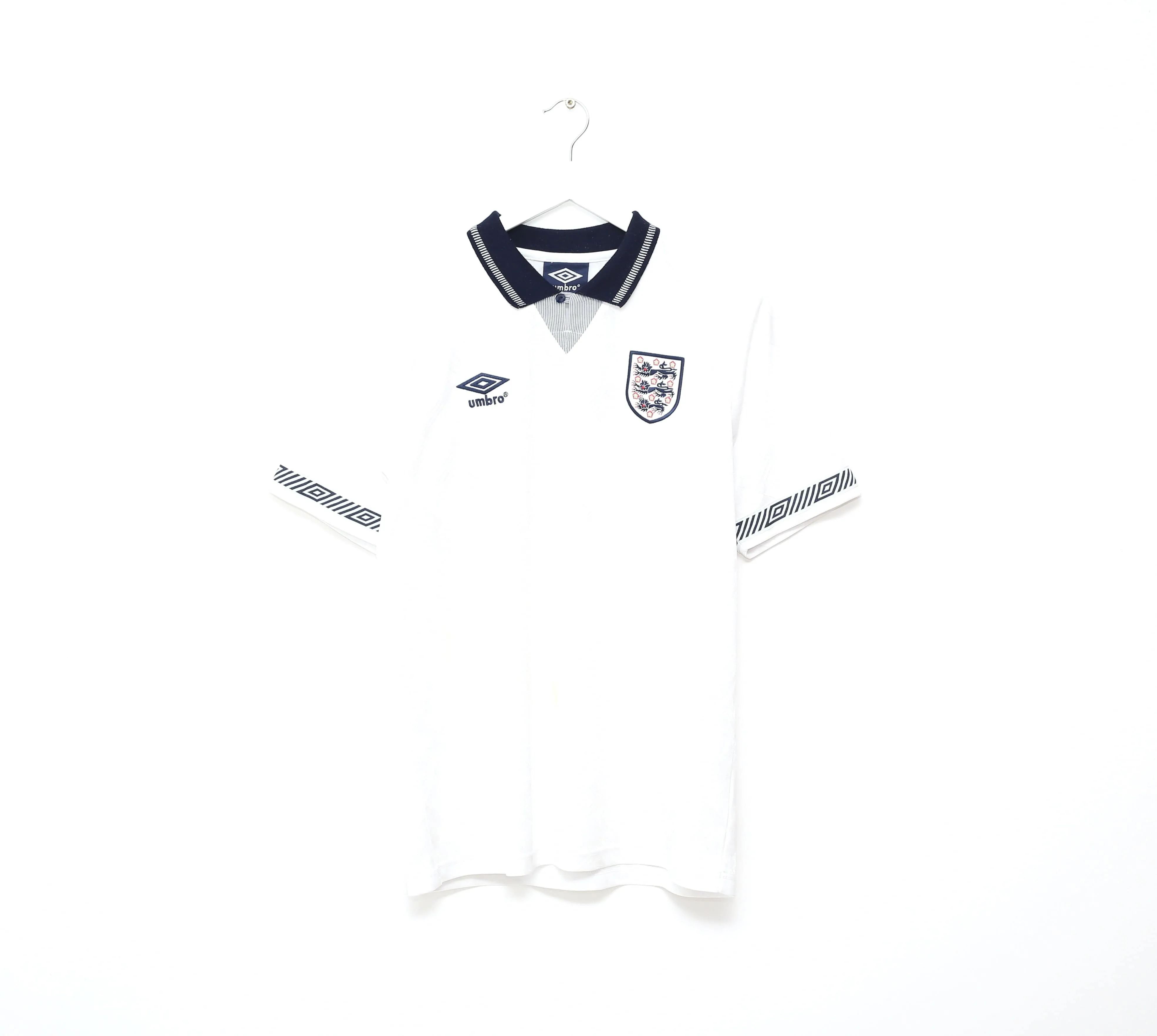 1990/92 GASCOIGNE #19 England Retro Umbro Home Football Shirt (M) Italia 90