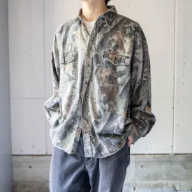 1990s 'CANYON GUIDE' real tree camouflage cotton shirt