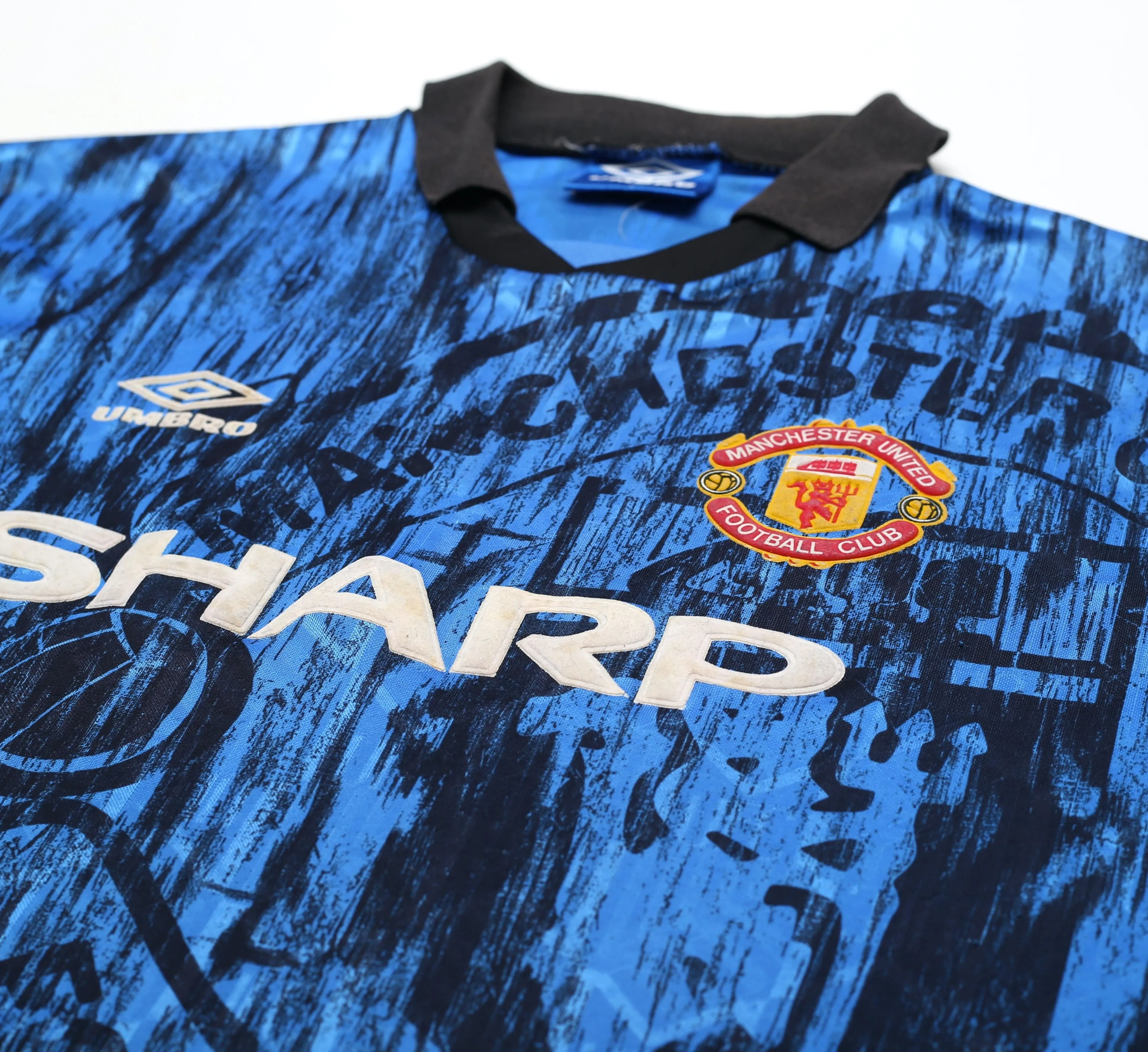 1992/93 CANTONA #7 Manchester United Vintage Umbro Away Football Shirt (L)