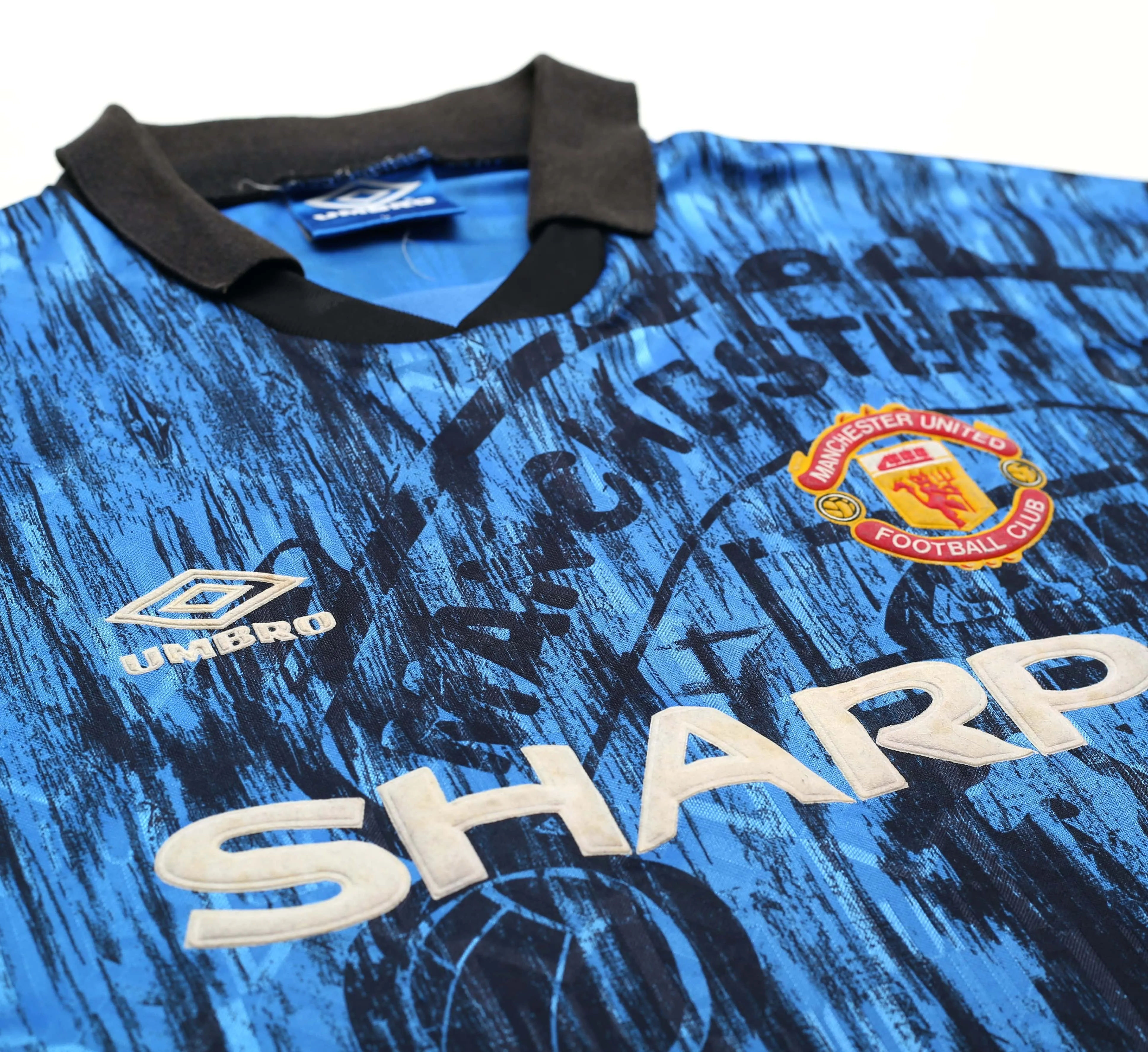 1992/93 CANTONA #7 Manchester United Vintage Umbro Away Football Shirt (L)