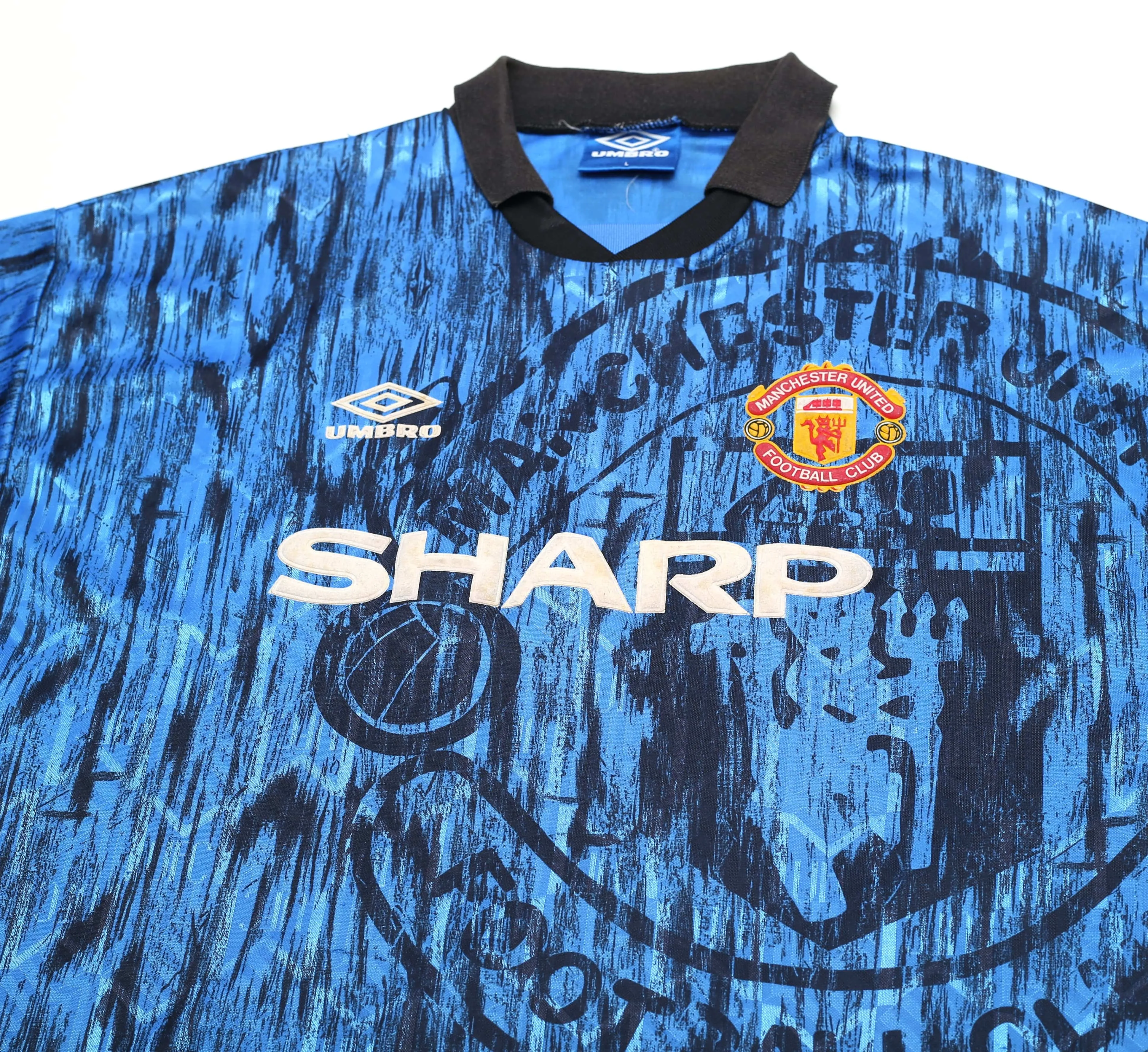 1992/93 CANTONA #7 Manchester United Vintage Umbro Away Football Shirt (L)