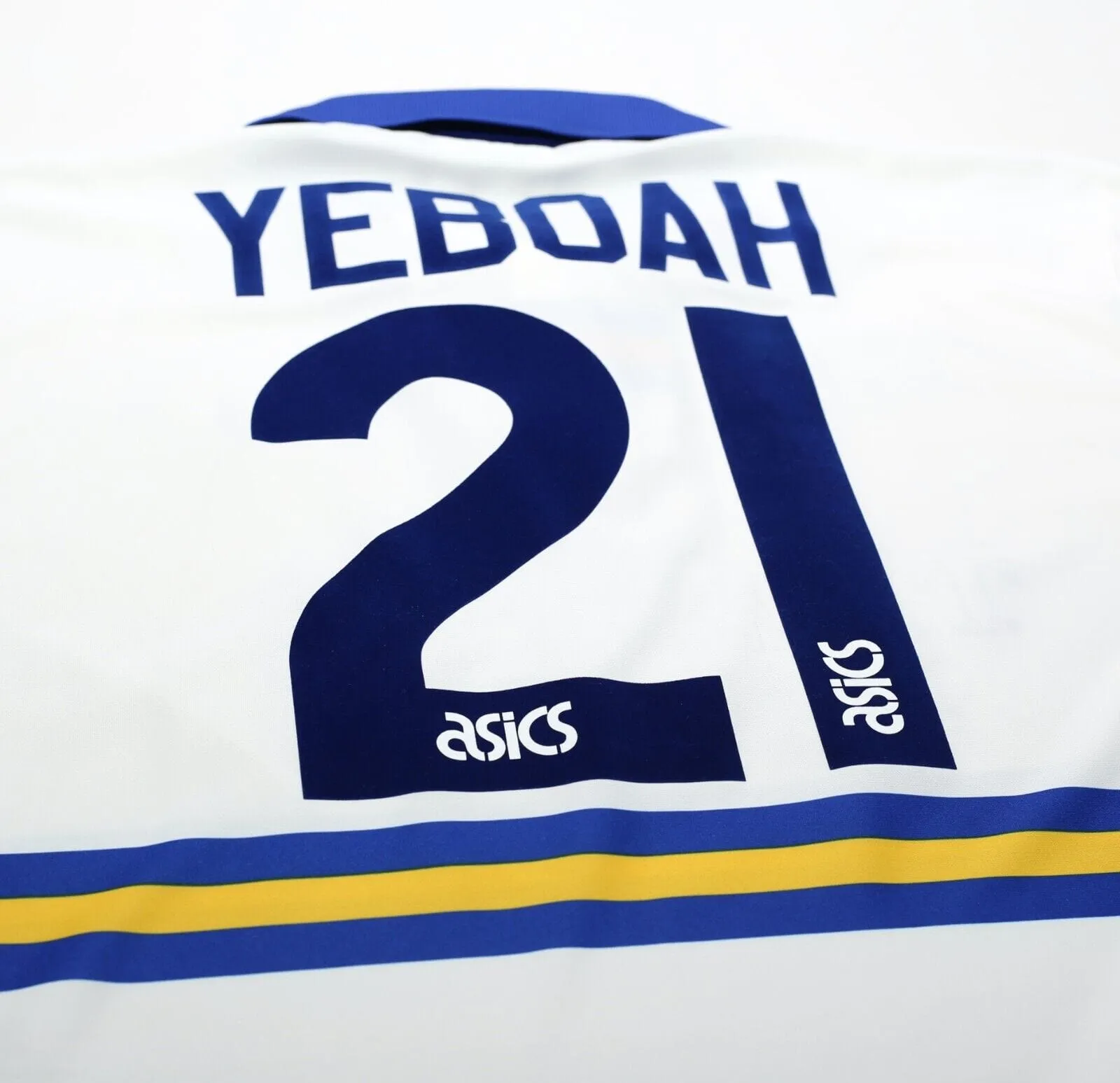 1993/95 YEBOAH #21 Leeds United Vintage ASICS HOME Football Shirt Jersey (XL)