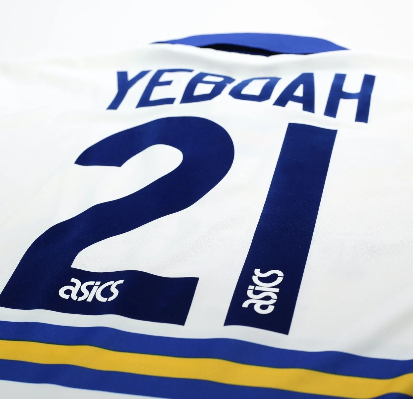 1993/95 YEBOAH #21 Leeds United Vintage ASICS HOME Football Shirt Jersey (XL)