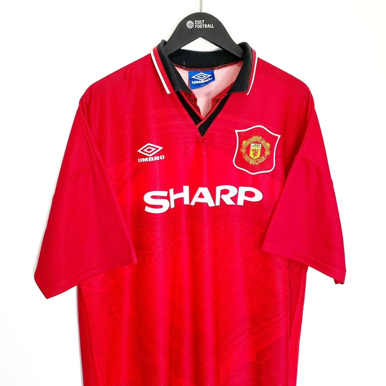 1994/96 CANTONA #7 Manchester United Vintage Umbro Home Football Shirt (XXL)