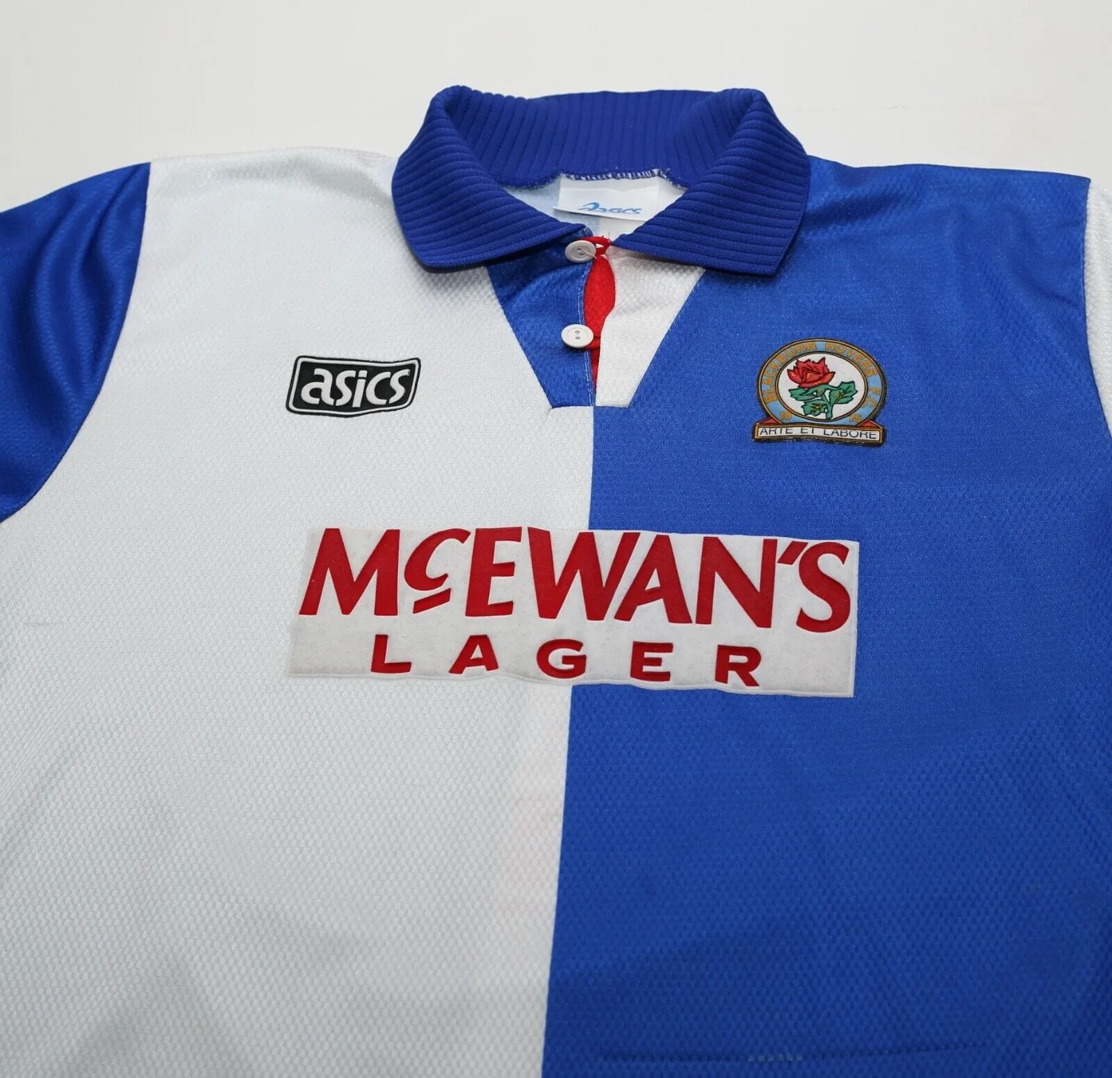 1994/96 SHEARER #9 Blackburn Rovers Vintage Asics Home Football Shirt Jersey (XL)