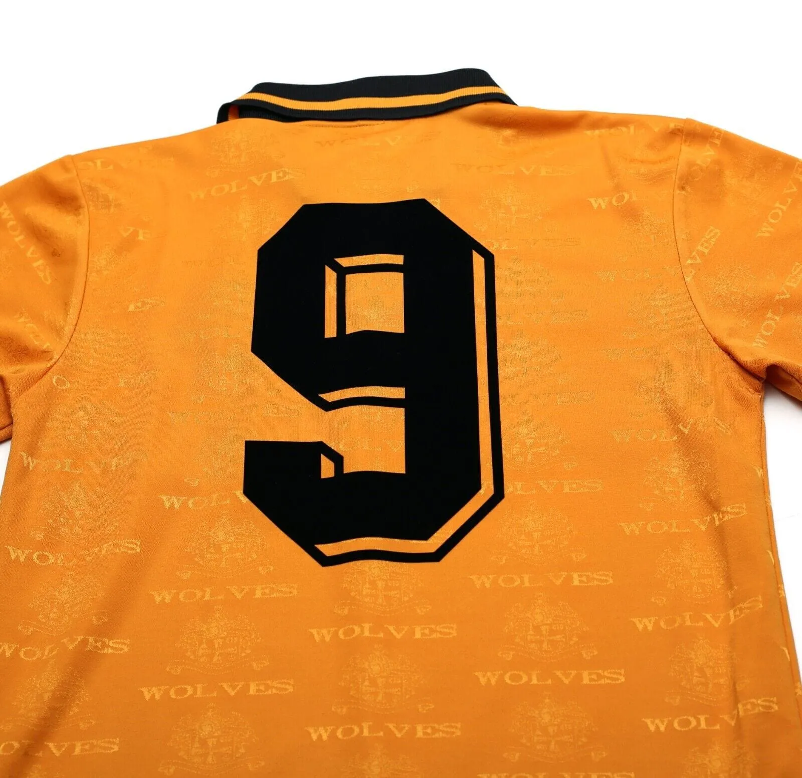 1995/96 BULL #9 Wolverhampton Wanderers Vintage Nutmeg Home Football Shirt (S)