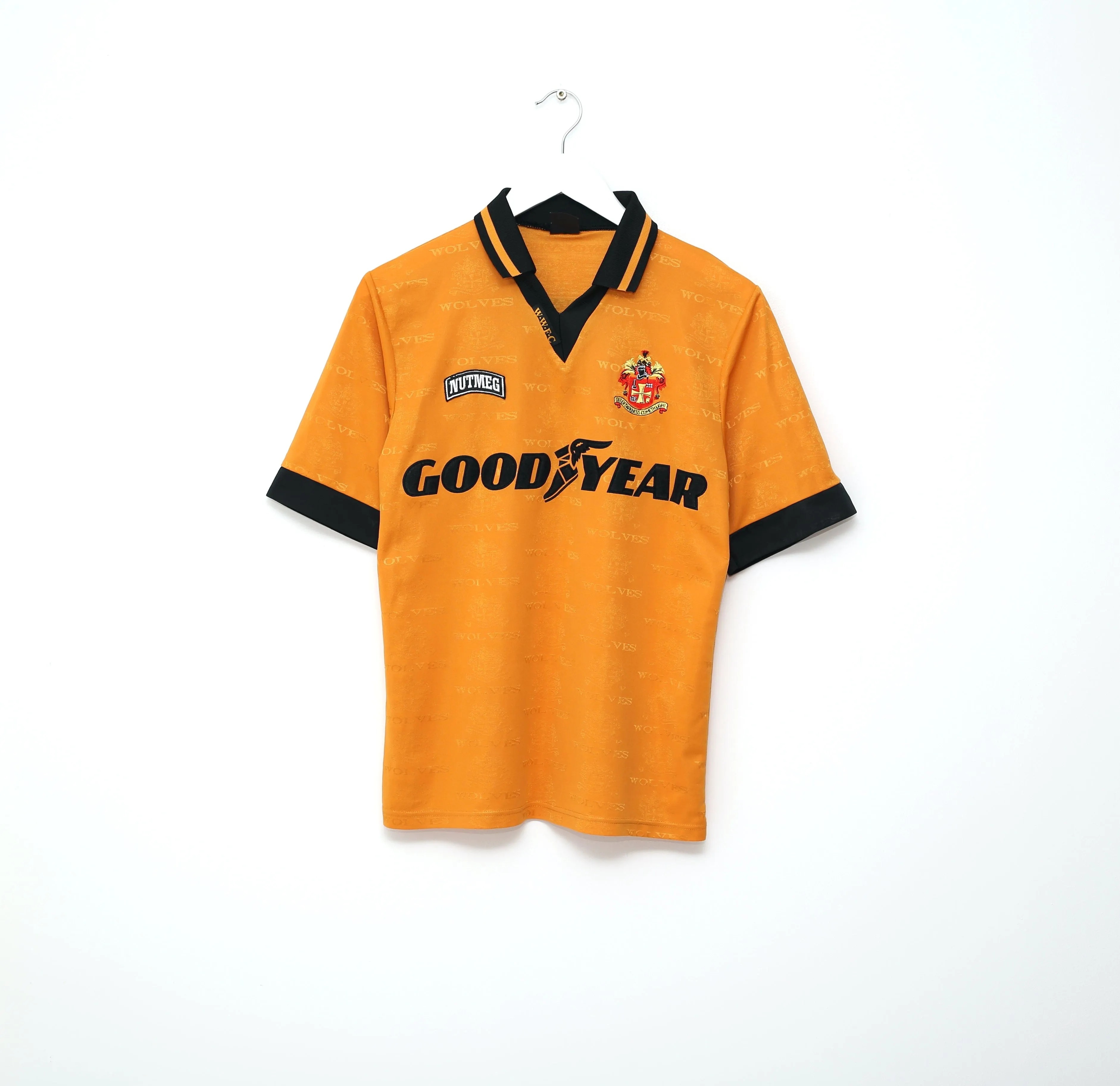 1995/96 BULL #9 Wolverhampton Wanderers Vintage Nutmeg Home Football Shirt (S)