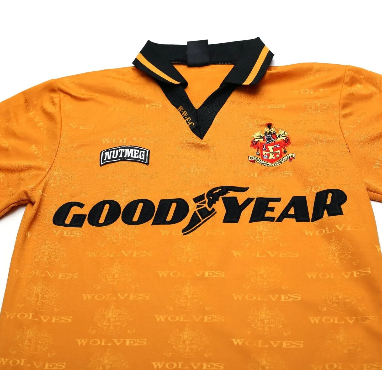 1995/96 BULL #9 Wolverhampton Wanderers Vintage Nutmeg Home Football Shirt (S)