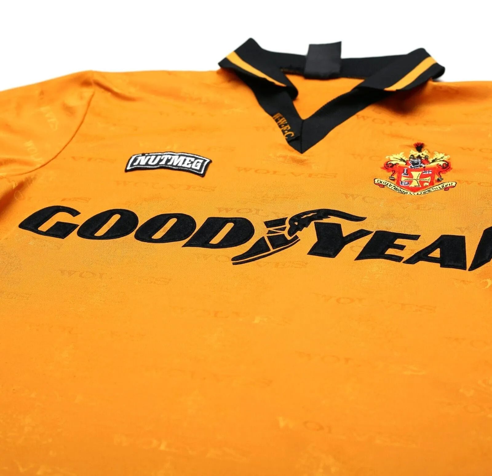 1995/96 BULL #9 Wolverhampton Wanderers Vintage Nutmeg Home Football Shirt (S)