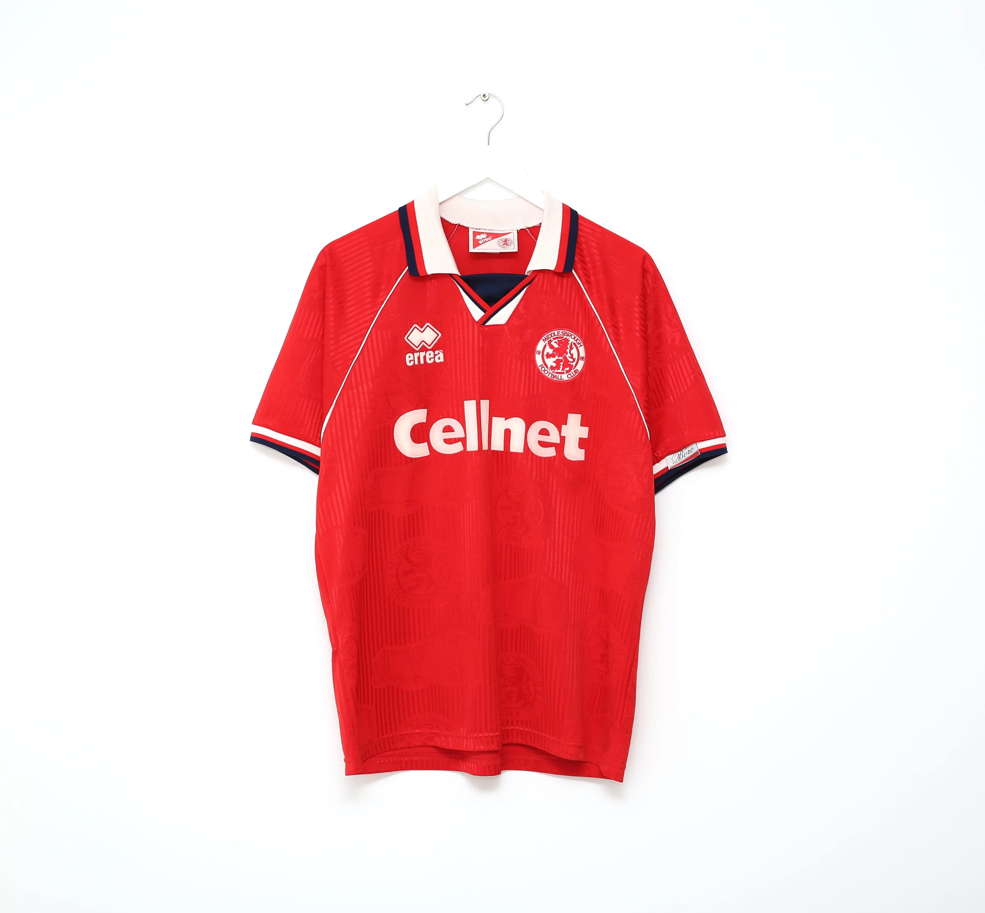 1995/96 JUNINHO #25 Middlesbrough Vintage errea Home Football Shirt (L)