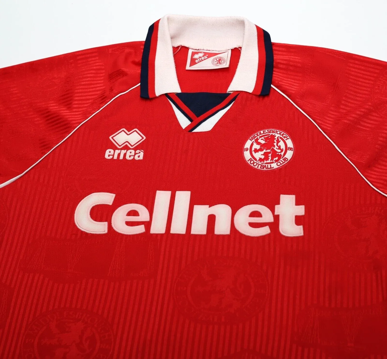 1995/96 JUNINHO #25 Middlesbrough Vintage errea Home Football Shirt (L)