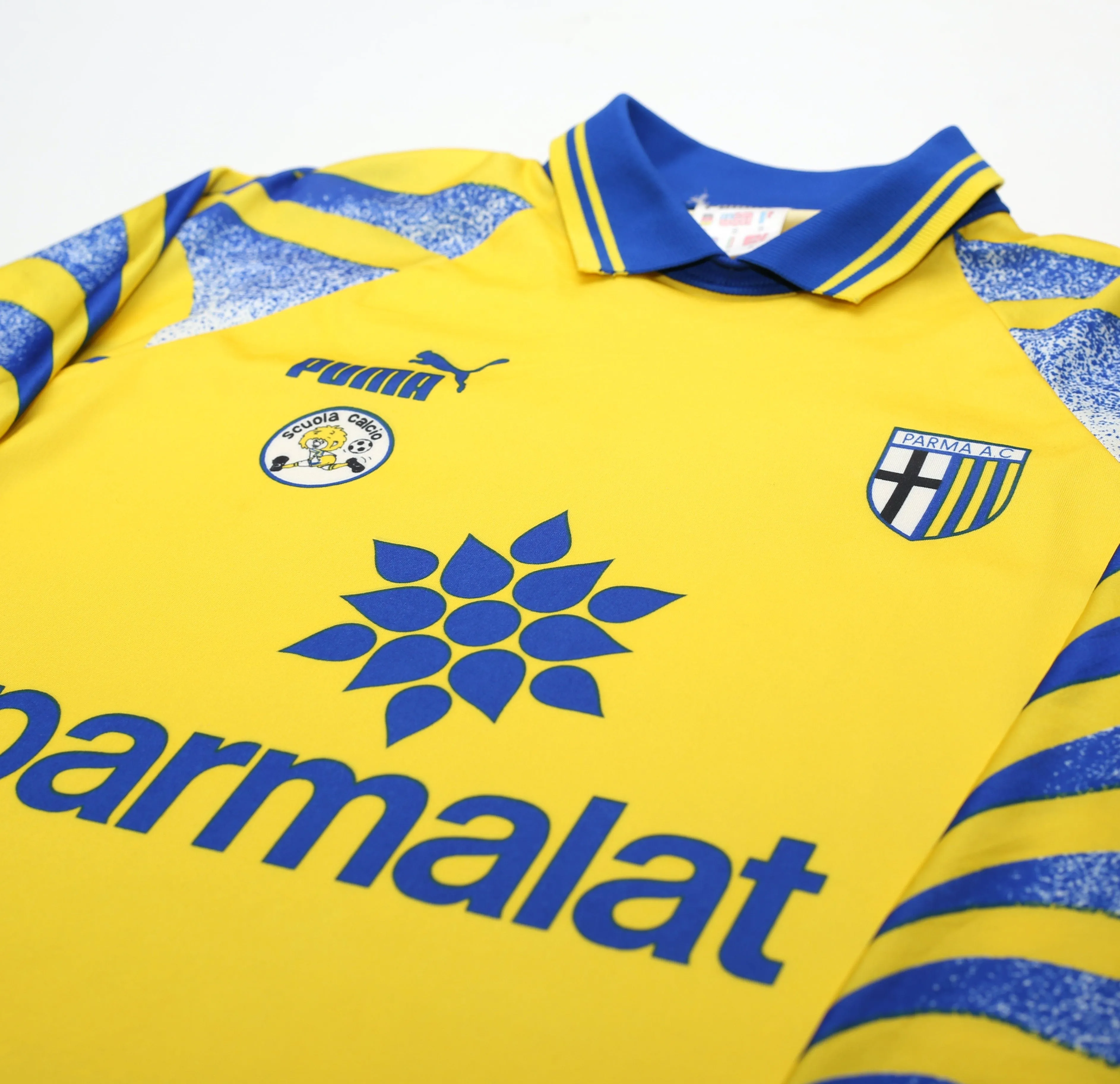 1995/97 PARMA 'Scuola Calcio' Retro PUMA Basic Long Sleeve Home Football Shirt (S)