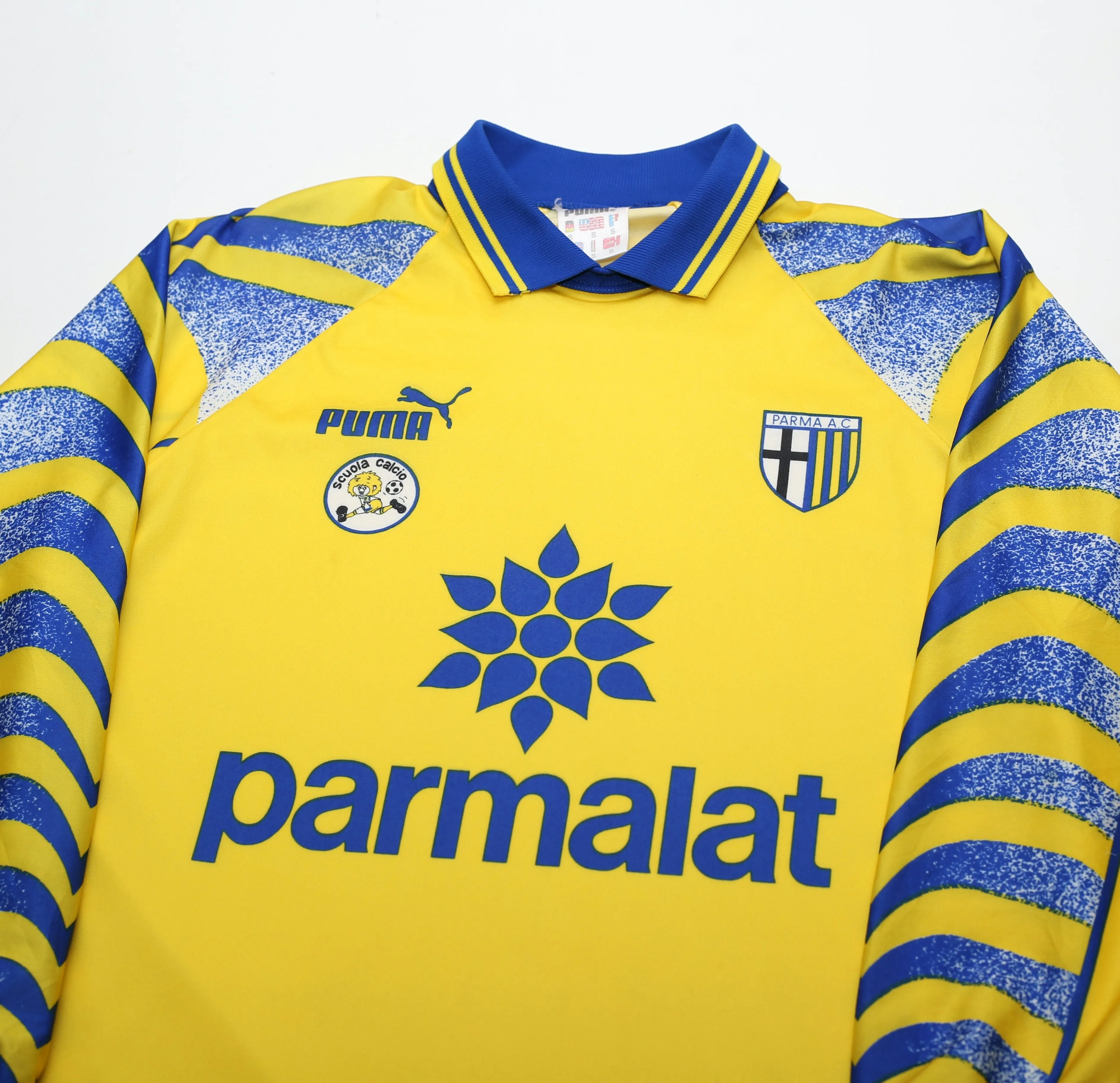 1995/97 PARMA 'Scuola Calcio' Retro PUMA Basic Long Sleeve Home Football Shirt (S)