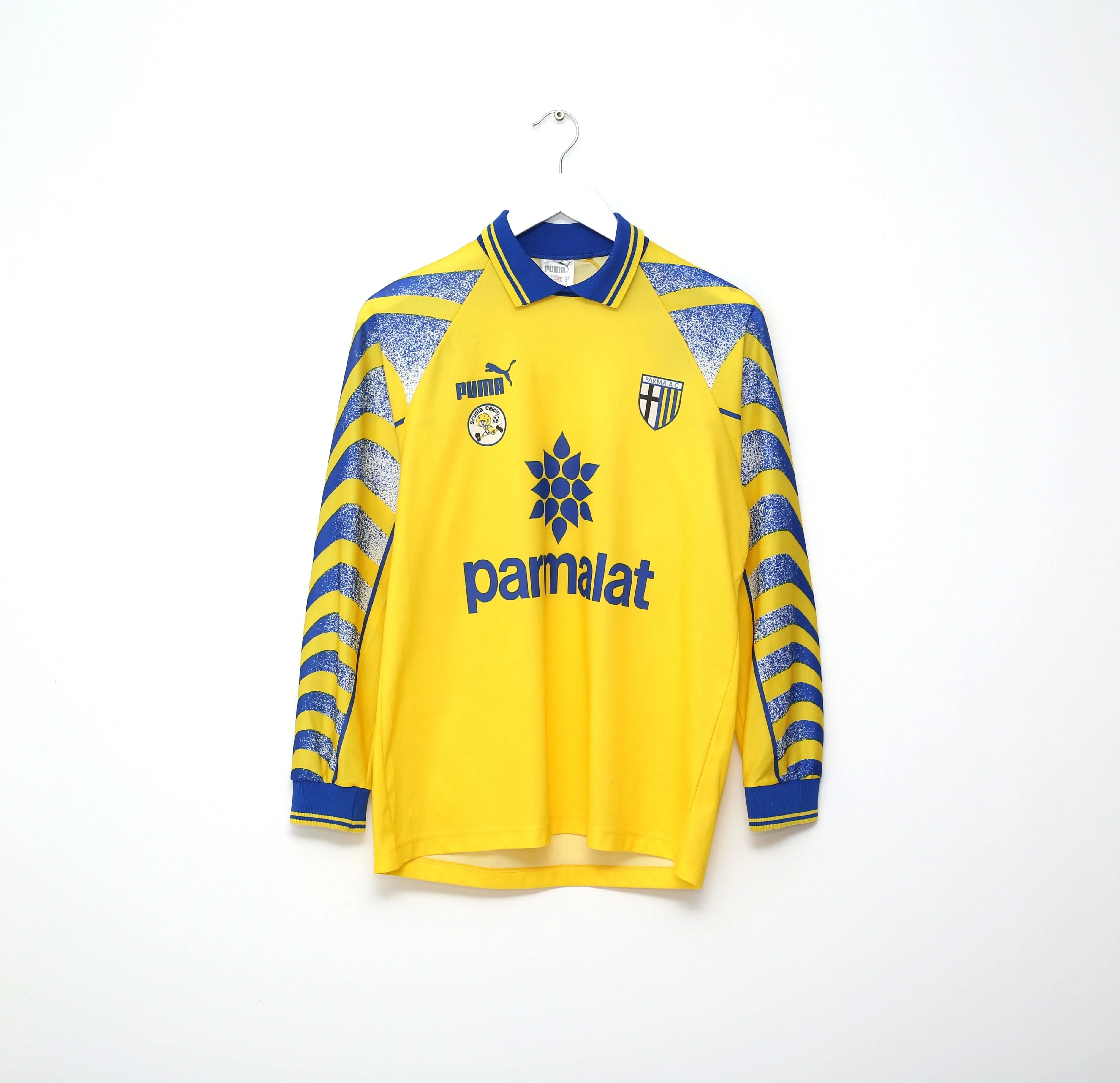 1995/97 PARMA 'Scuola Calcio' Retro PUMA Basic Long Sleeve Home Football Shirt (S)