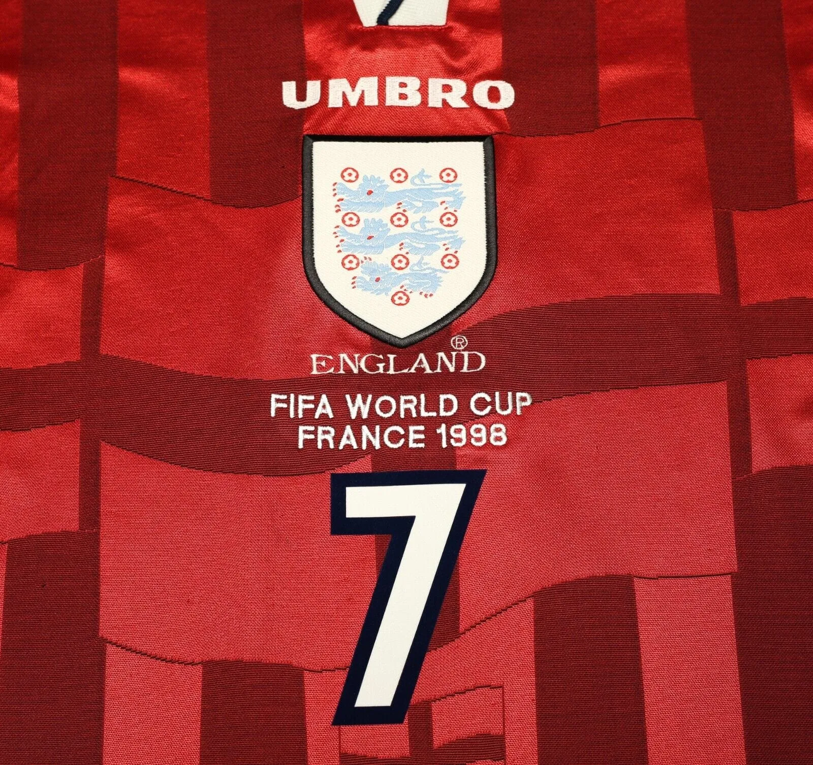 1997/99 BECKHAM #7 England Vintage Umbro Away Football Shirt (M) World Cup 98