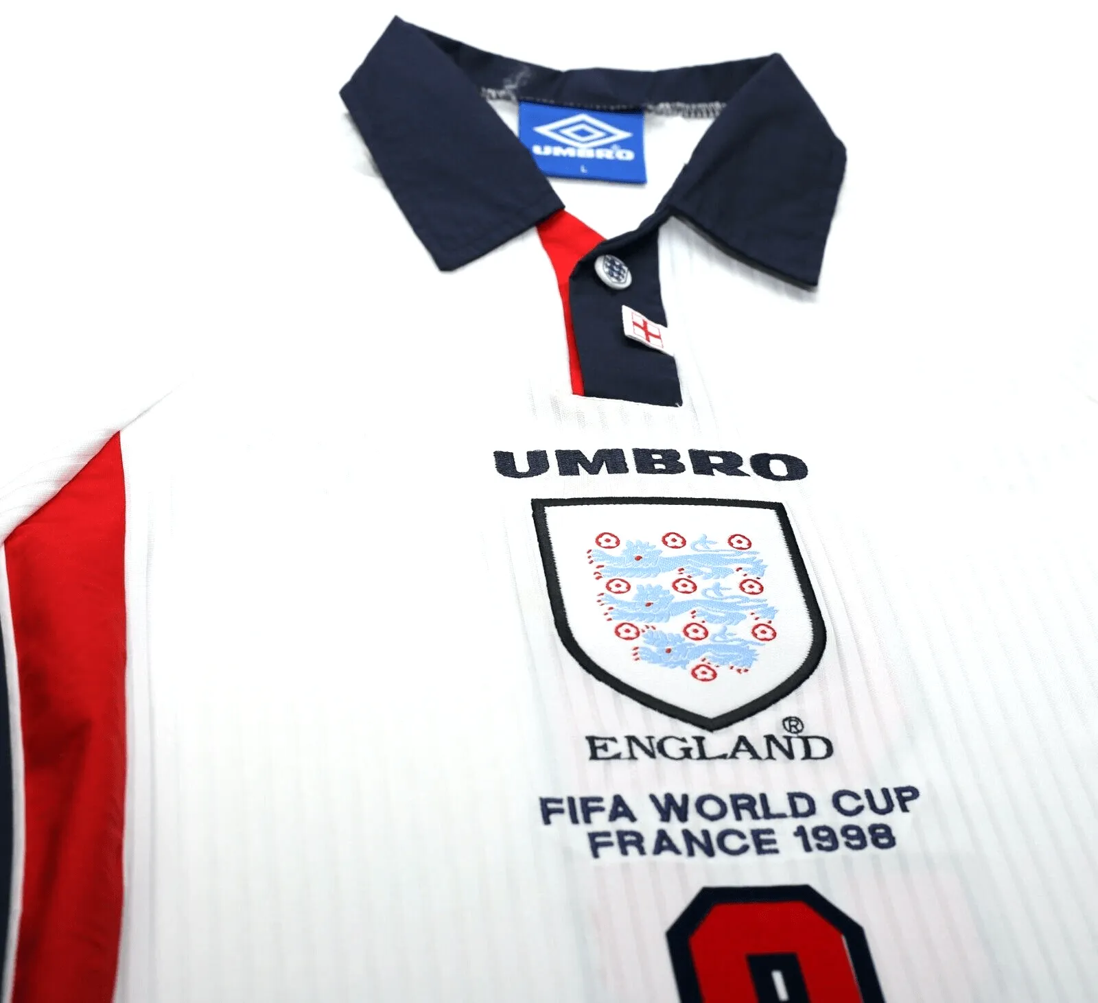 1997/99 SHEARER #9 England Vintage Umbro Home Football Shirt M/L World Cup 1998