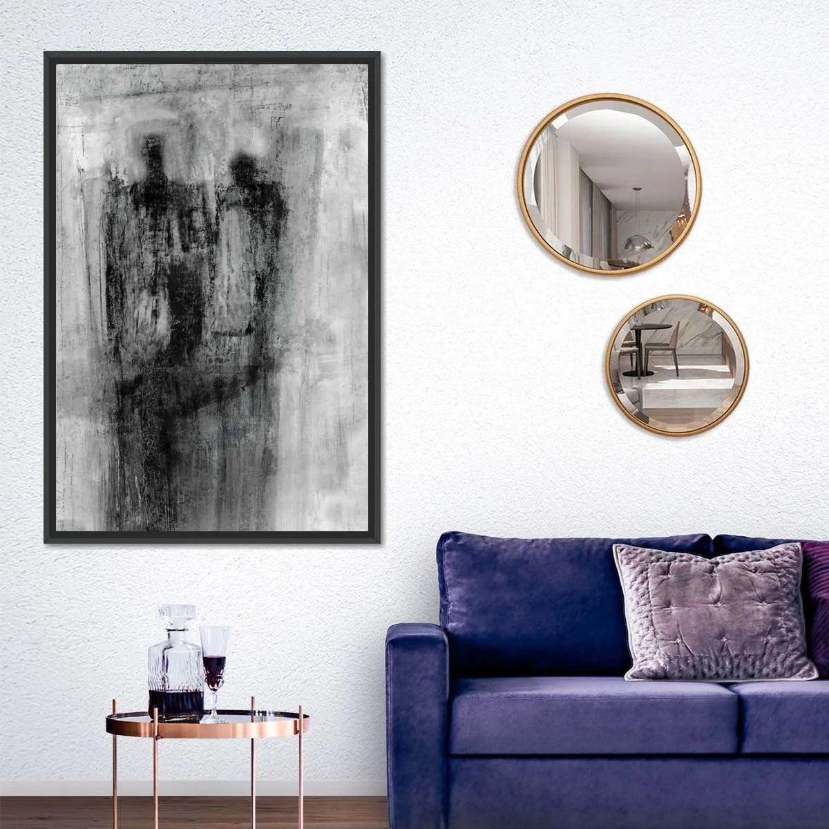 2 Figures Black And White Wall Art