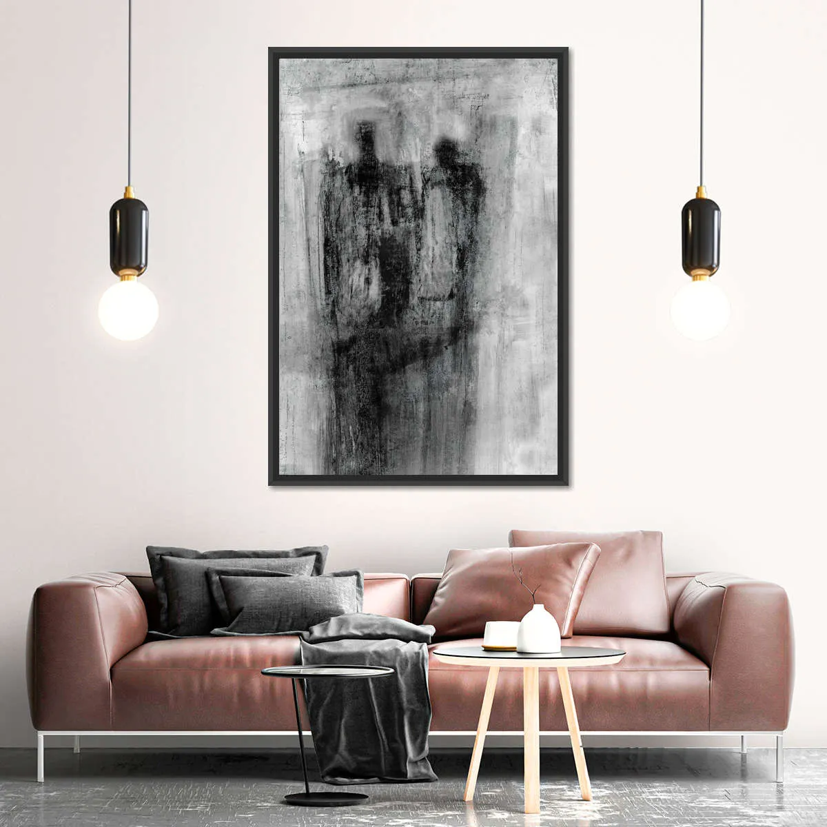 2 Figures Black And White Wall Art