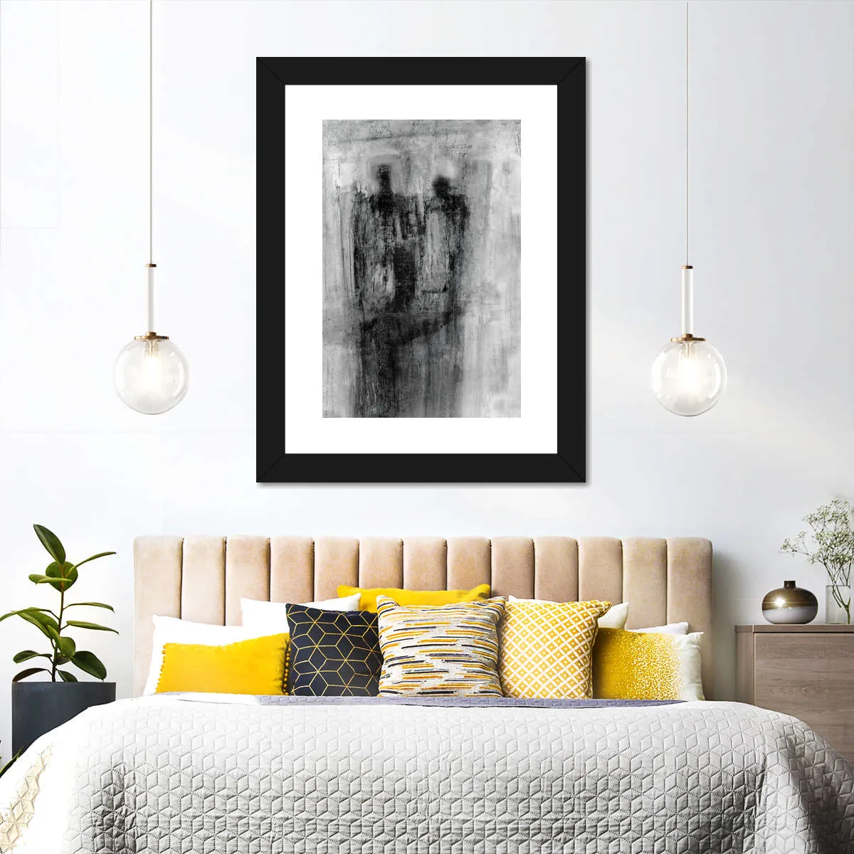 2 Figures Black And White Wall Art