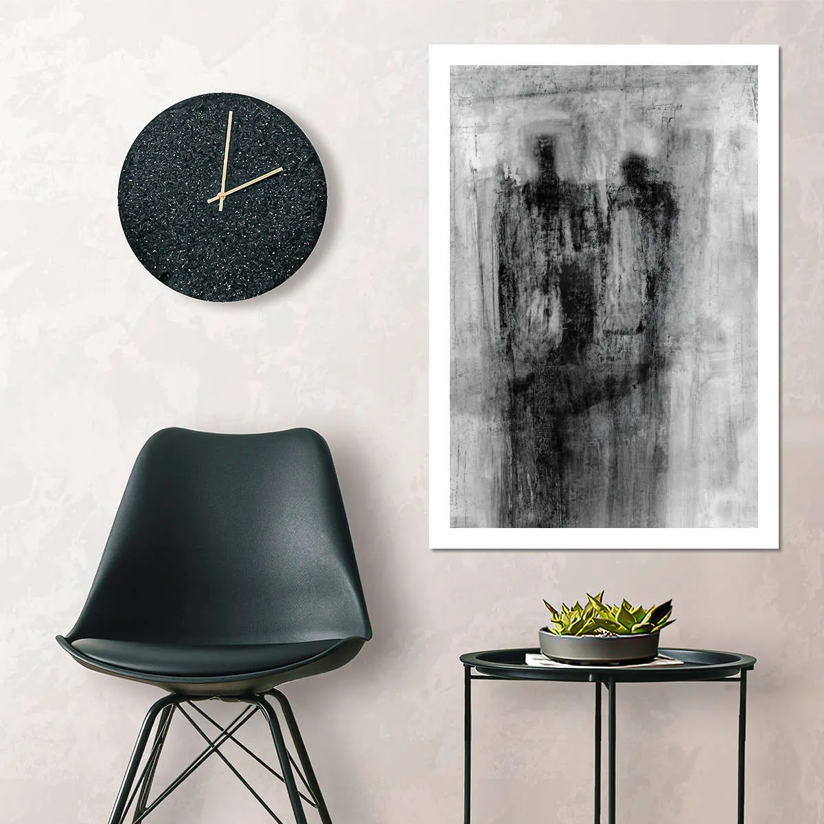 2 Figures Black And White Wall Art