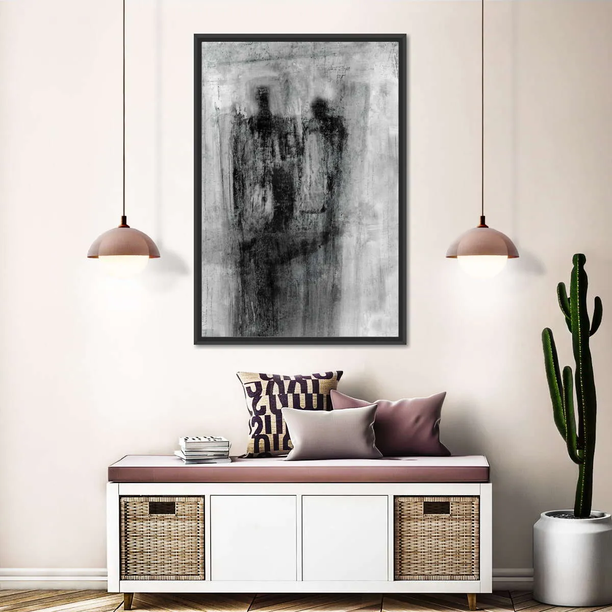 2 Figures Black And White Wall Art