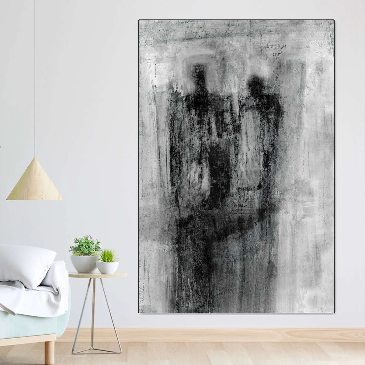 2 Figures Black And White Wall Art