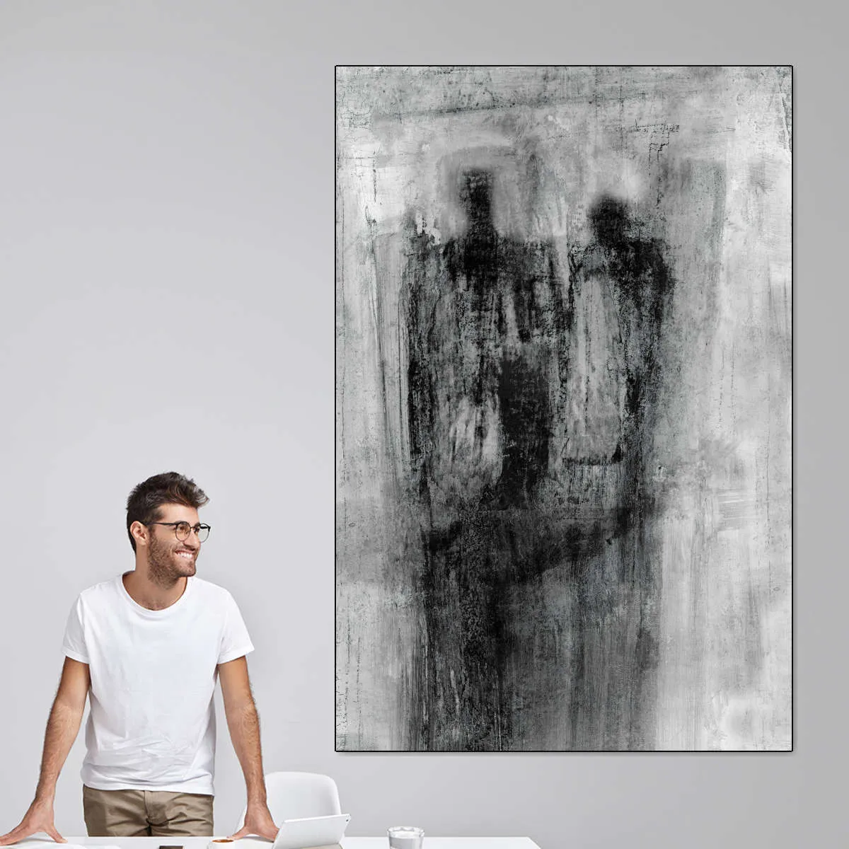 2 Figures Black And White Wall Art