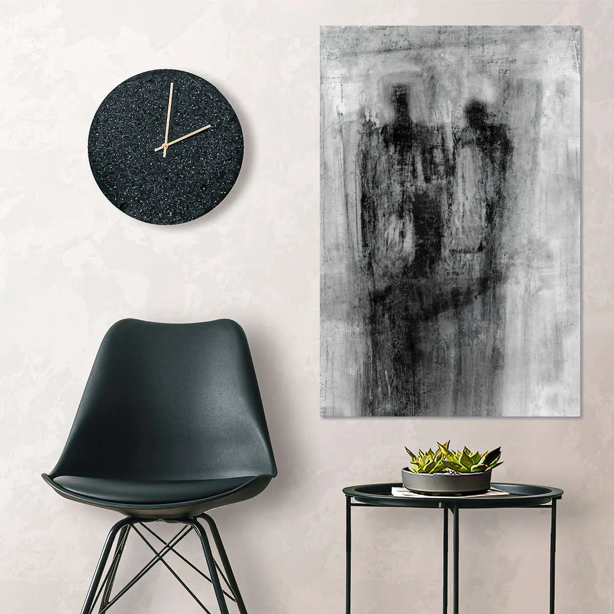 2 Figures Black And White Wall Art