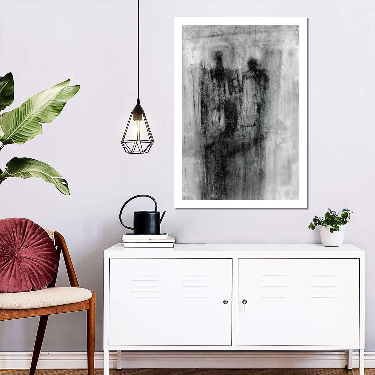 2 Figures Black And White Wall Art