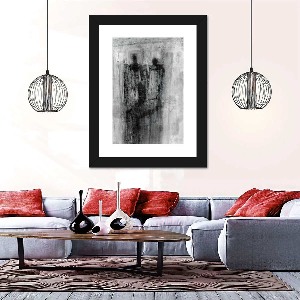 2 Figures Black And White Wall Art