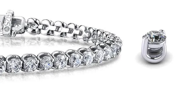 2 Prong Brilliant Round Lab-Grown Diamond Tennis Bracelet with 7.96 ct.(finished) 3.8mm