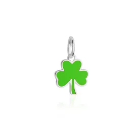 3 leaf Clover Charm Green Enamel Silver Mini