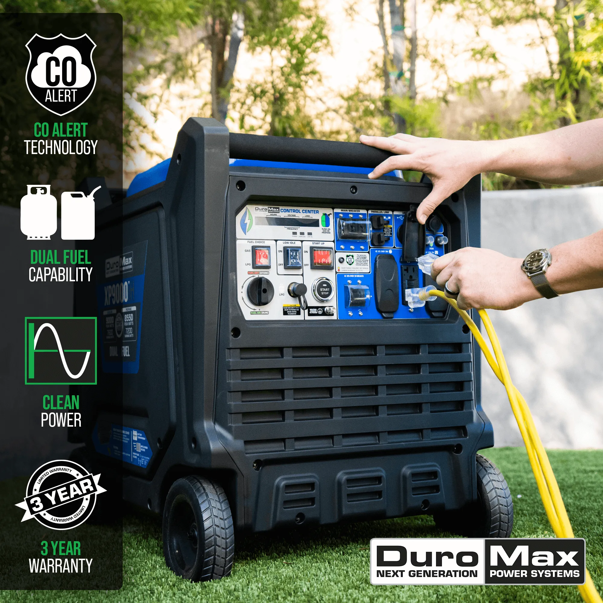 9,000 Watt Dual Fuel Portable Inverter Generator w/ CO Alert