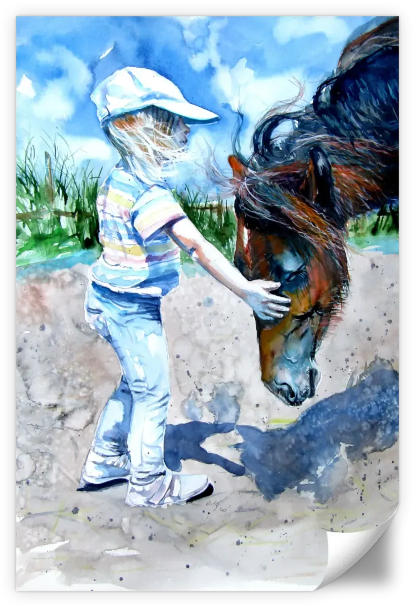 A Girl With Horse Wall Art