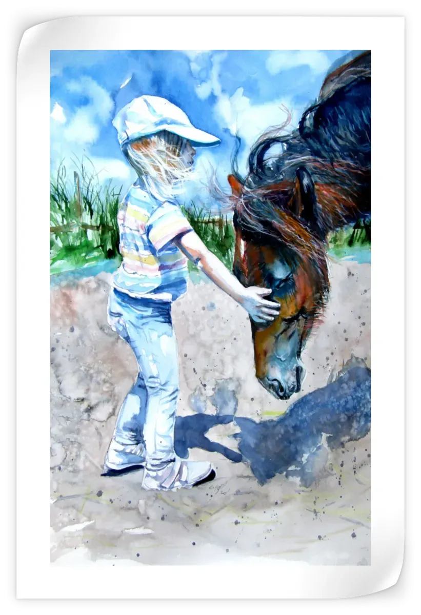 A Girl With Horse Wall Art