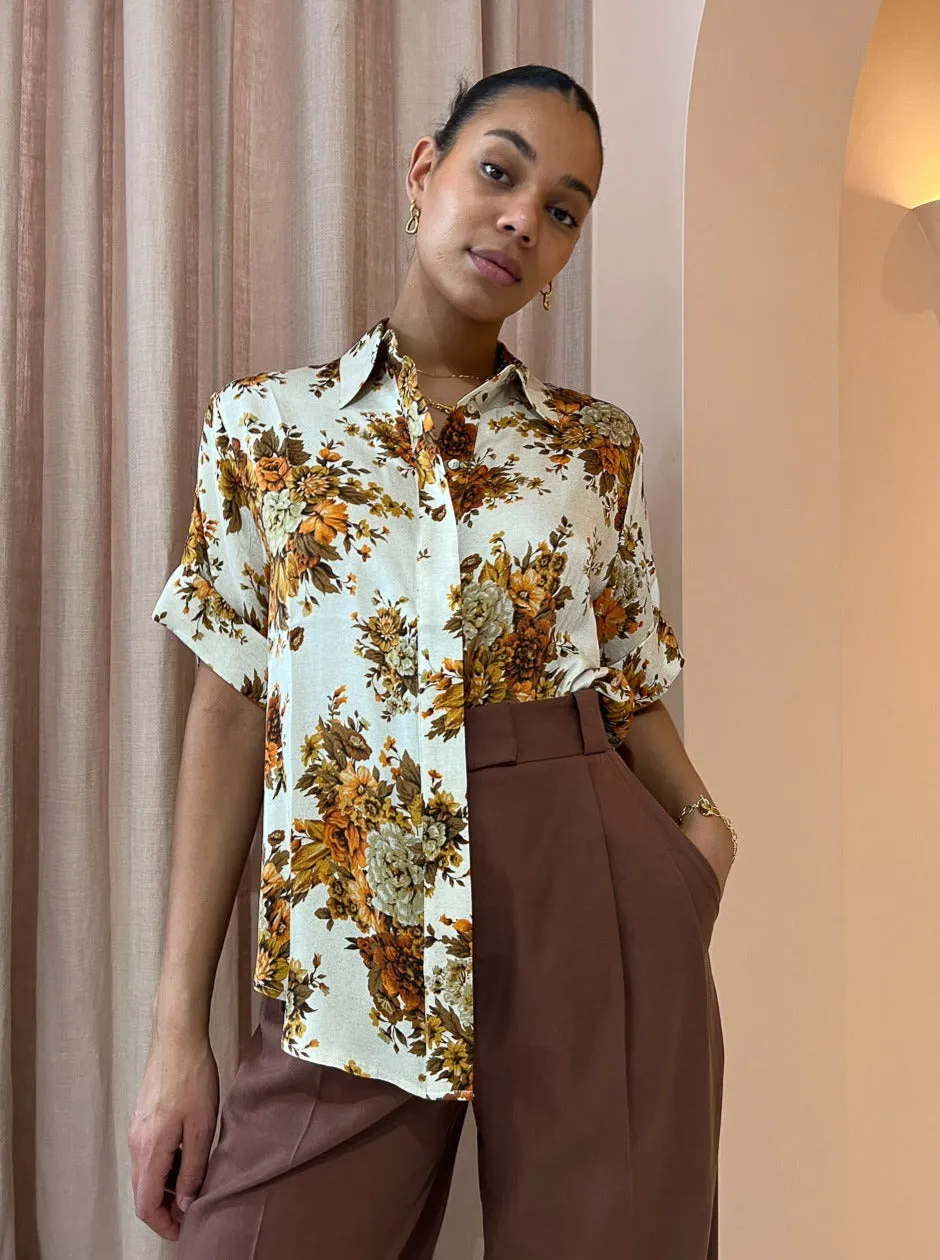 Alemais Derby Lounge Shirt in Cream/Rust