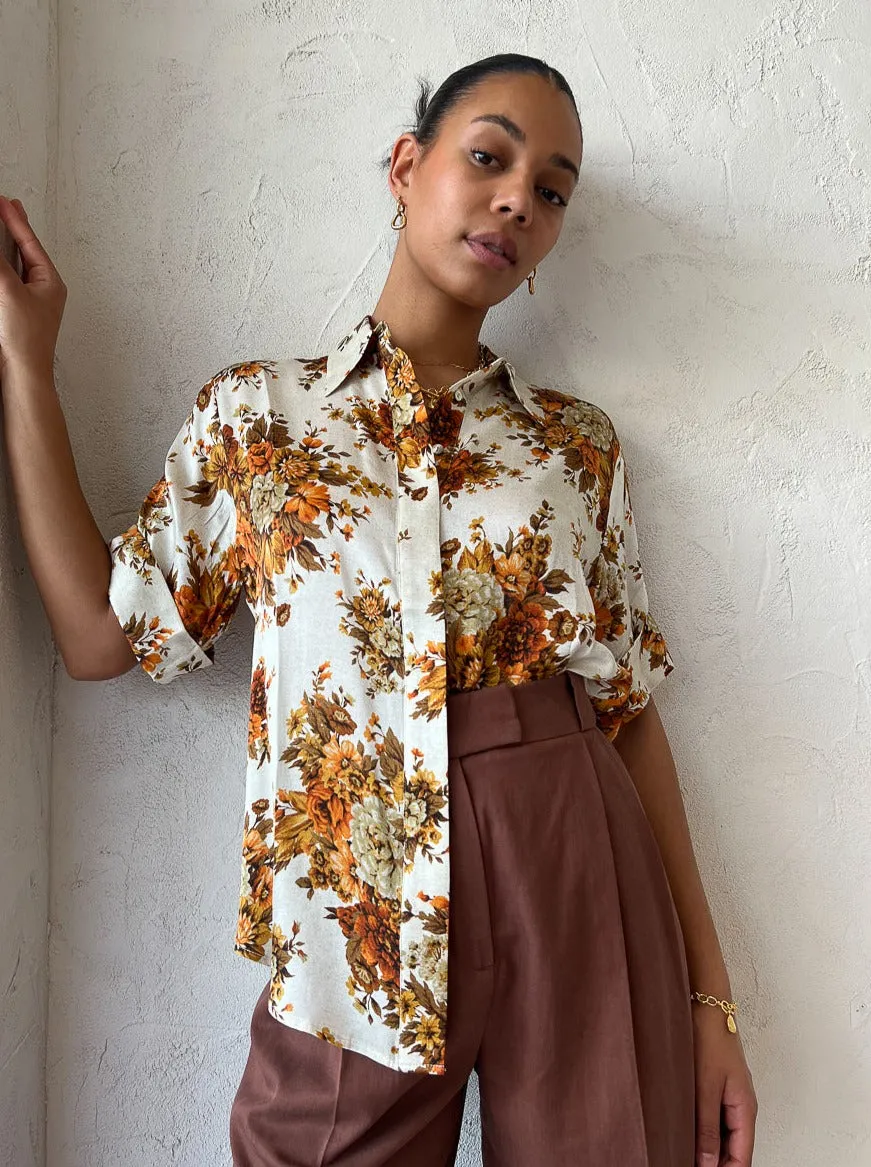 Alemais Derby Lounge Shirt in Cream/Rust