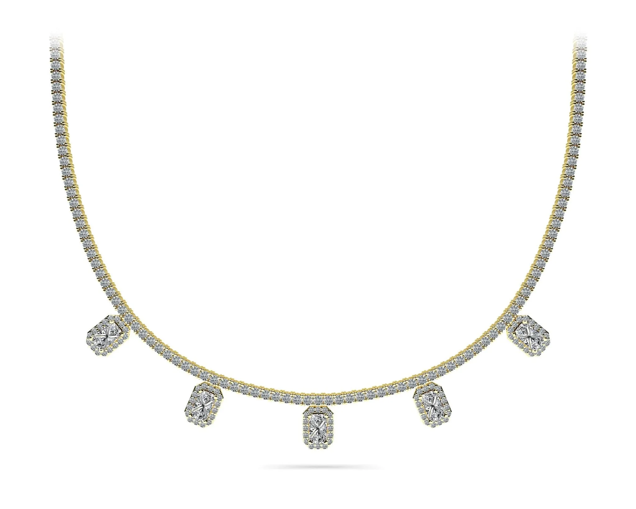 Alluring Diamond Tennis Diamond Necklace with 9.36 ct.(finished) 6x4mm, 1mm, 2.2mm