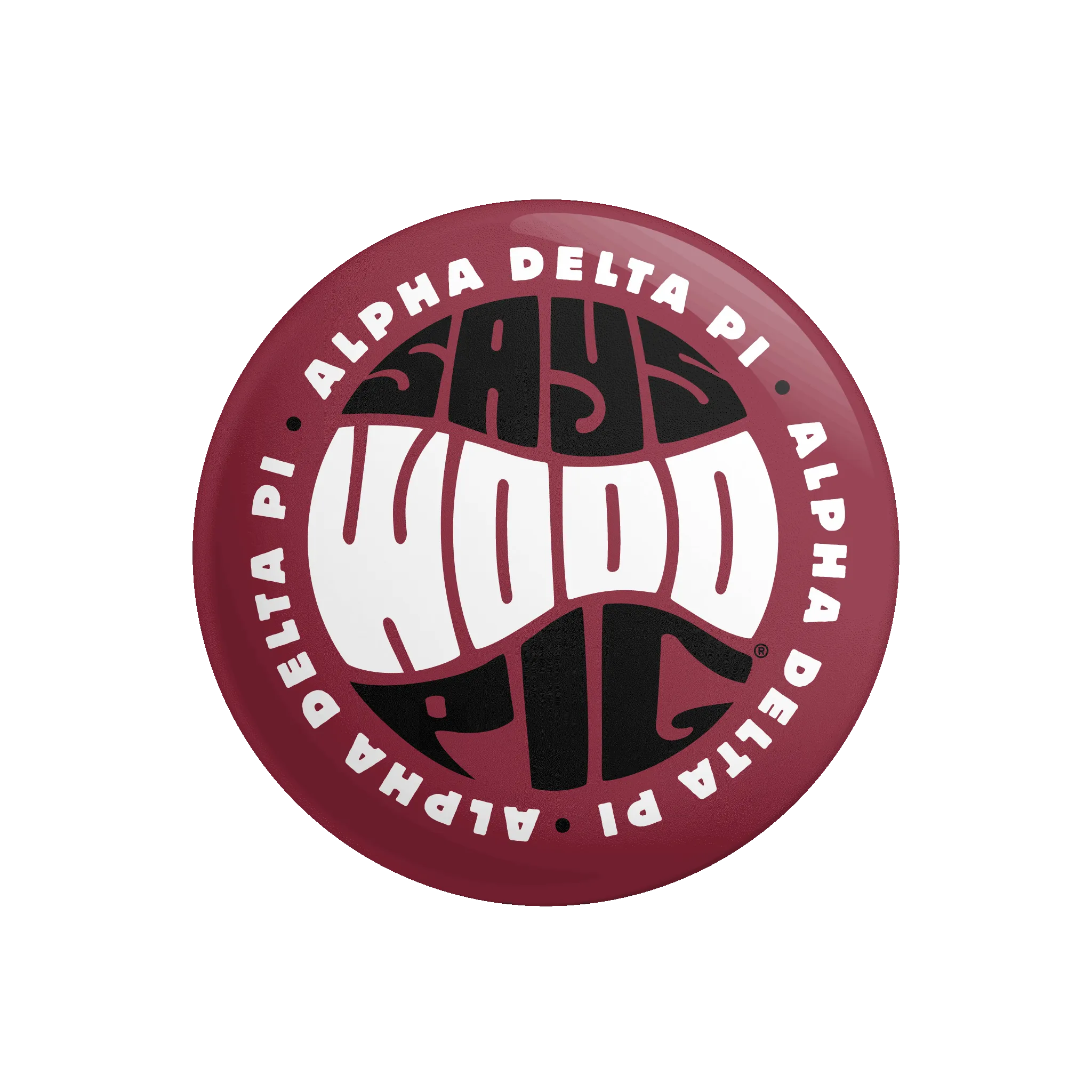 Alpha Delta Pi Says Wooo Pig PR Football Button Design