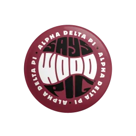 Alpha Delta Pi Says Wooo Pig PR Football Button Design