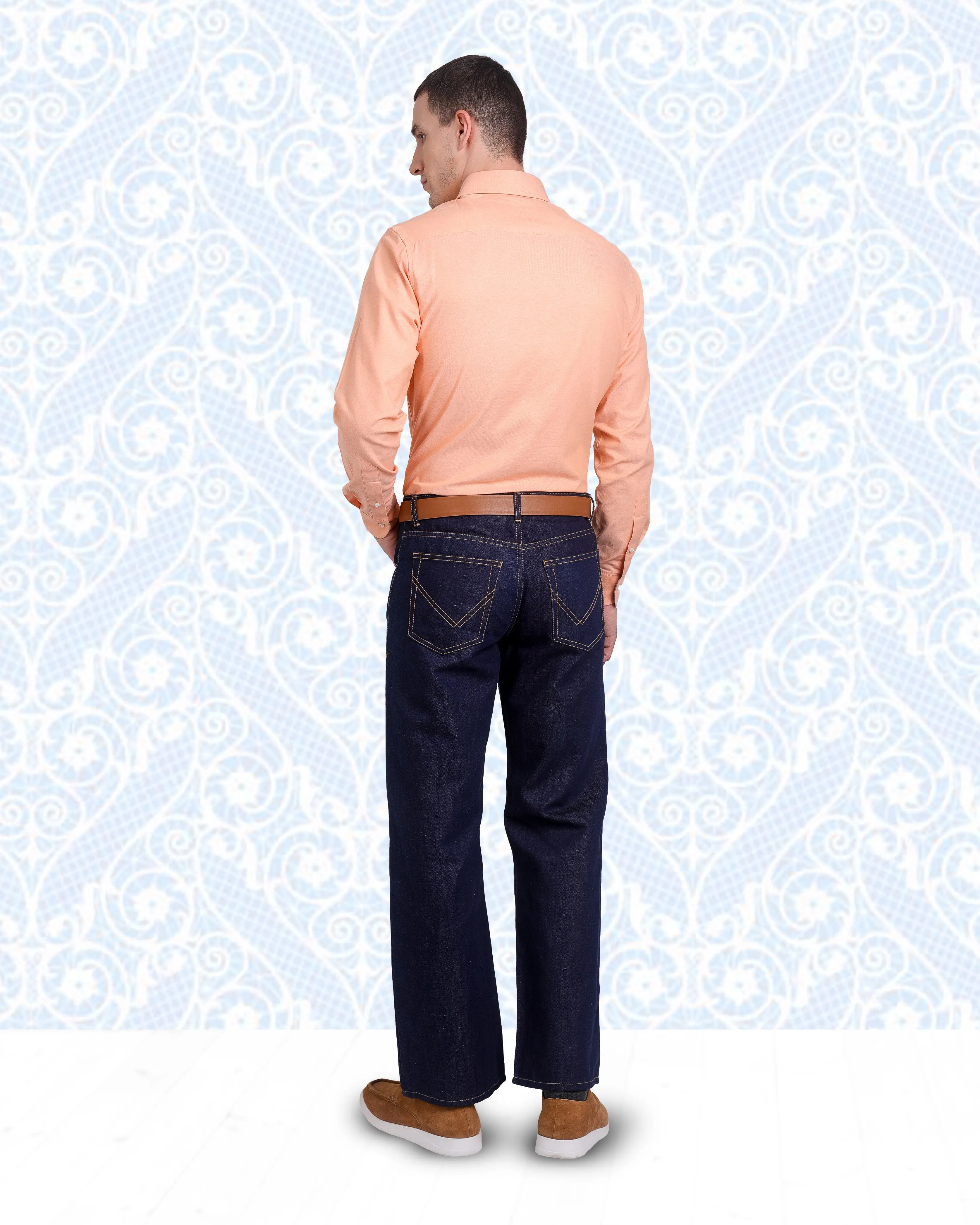 Apricot Orange Pinpoint Oxford Shirt