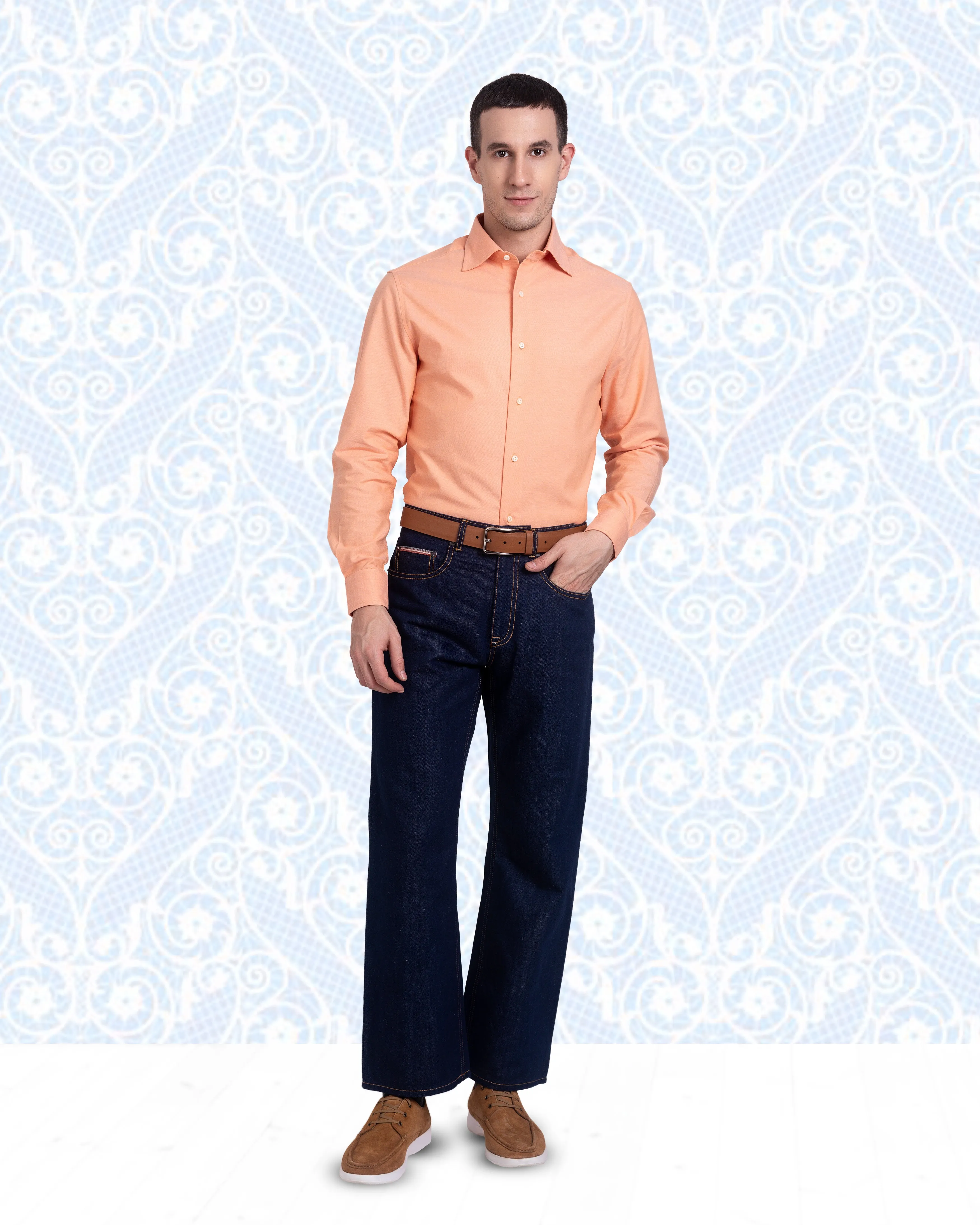 Apricot Orange Pinpoint Oxford Shirt