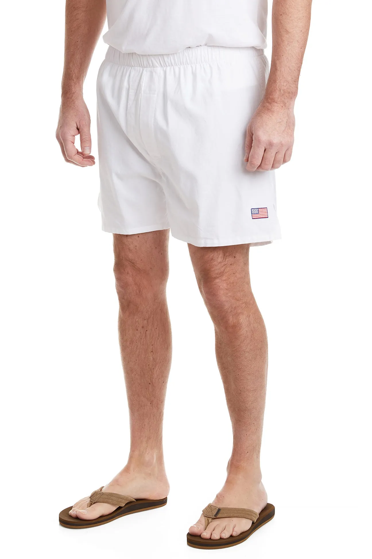 Barefoot Boxer White Oxford with Single American Flag