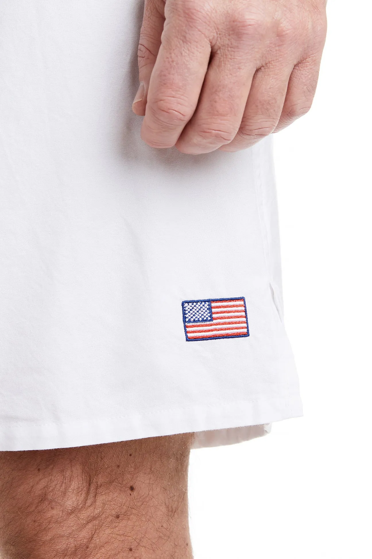 Barefoot Boxer White Oxford with Single American Flag