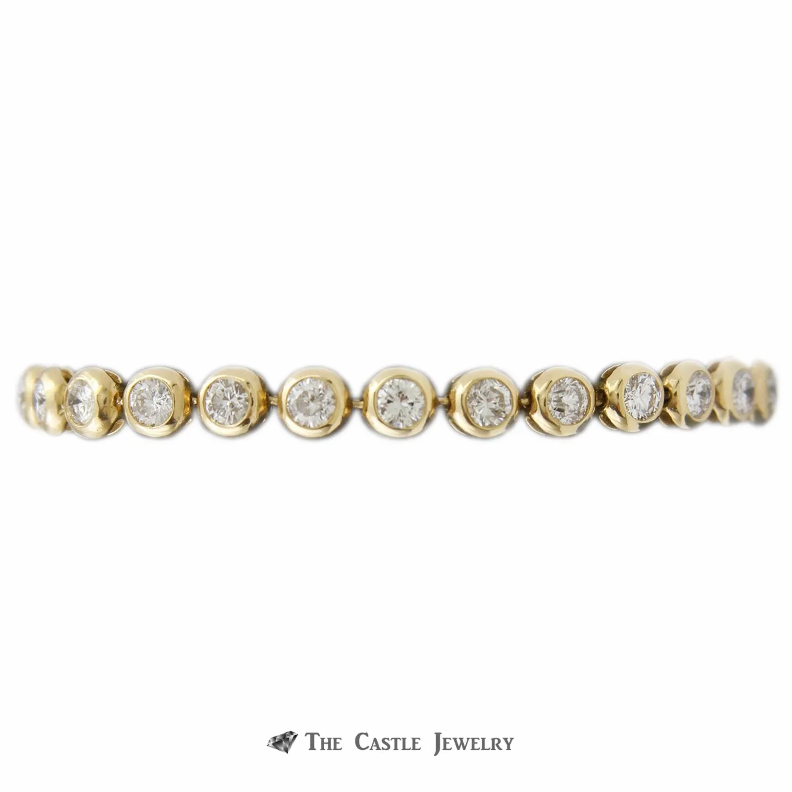 Bezel Set 7cttw Round Diamond Tennis Bracelet 7.5 Inches in 14K Yellow Gold